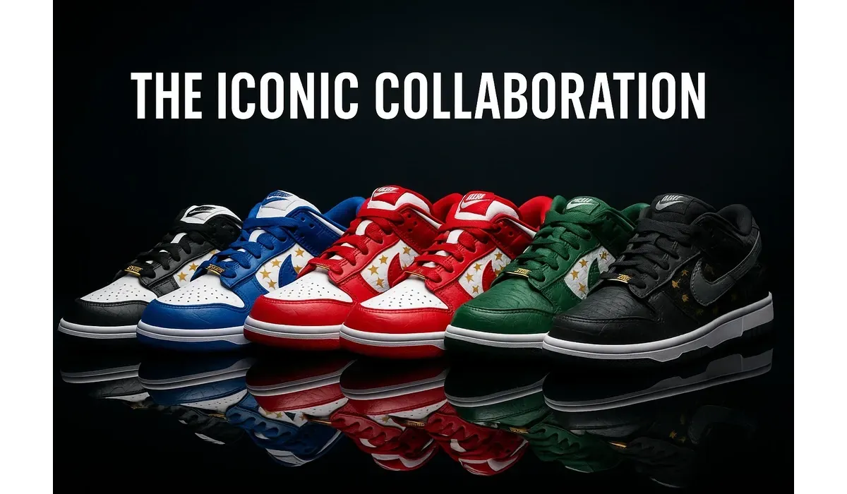 Nike Dunk Supreme sneakers displayed in studio setup