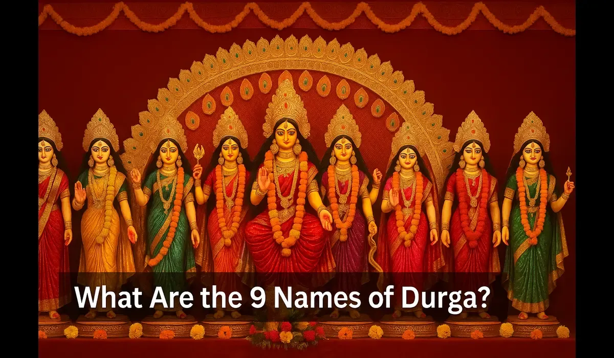 Nine goddess idols of Navadurga decorated during Navratri