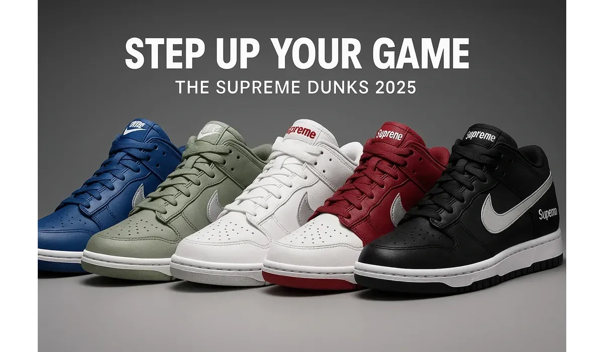Supreme Dunks 2025 lineup of five colorways in studio lighting