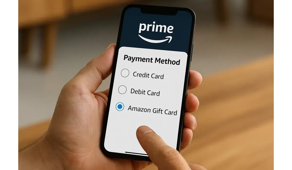 User selectingAmazon Prime Update Payment Method on smartphone.
