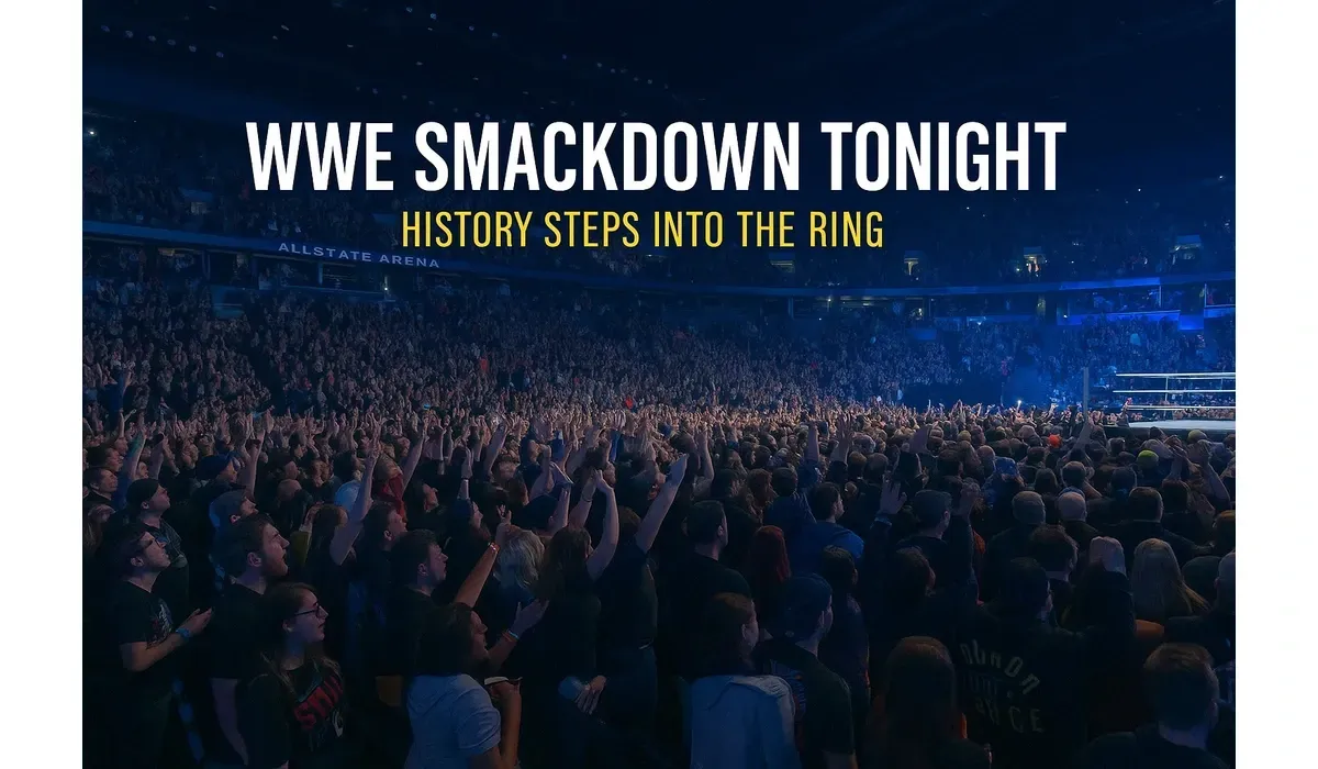 Allstate Arena packed with excited where is wwe smackdown tonight overlay