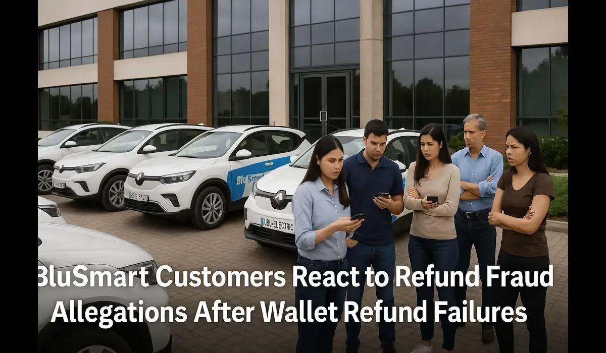 BluSmart customers react to refund fraud allegations outside company office
