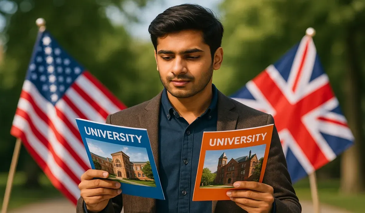 education USA vs UK for Indian students hero image.