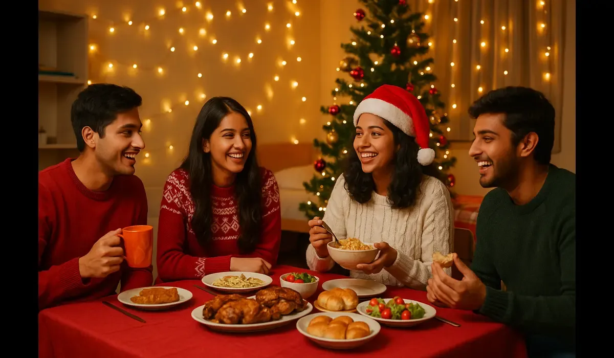 Indian Student’s Guide to Spending Christmas in USA — students celebrating on a budget.
