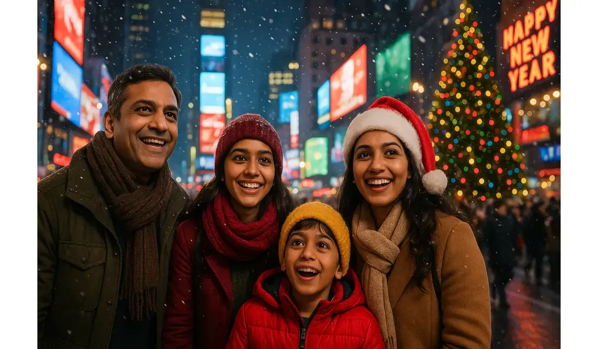Step-by-step guide how Indians can explore USA in 15 days before New Year at Times Square.