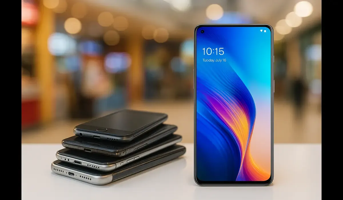 OnePlus 15 exchange offers in India with phones on counter.