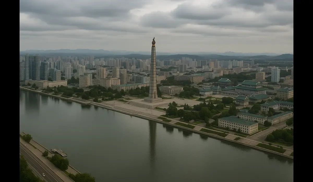 Pyongyang skyline illustrating how to visit North Korea legally.