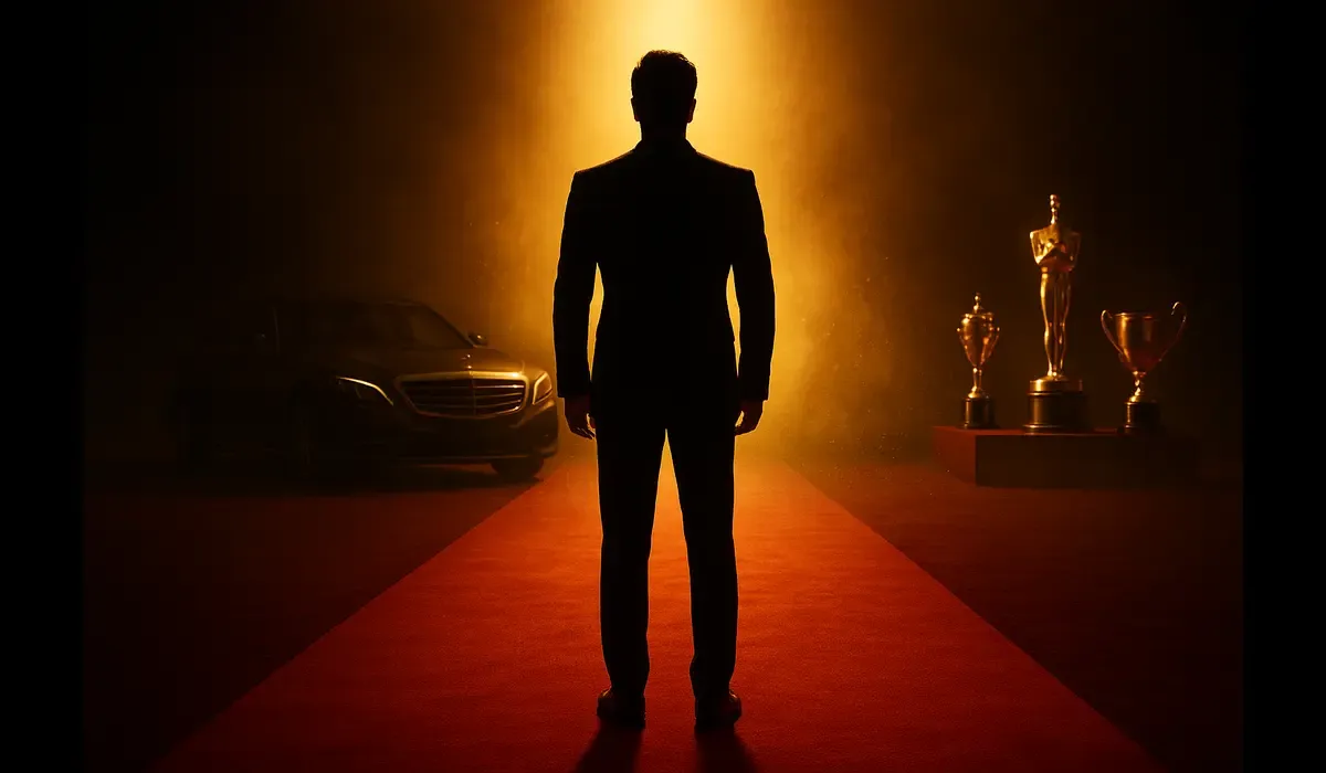 Richest actor in Indian cinema 2025 on red carpet with spotlight and luxury backdrop.