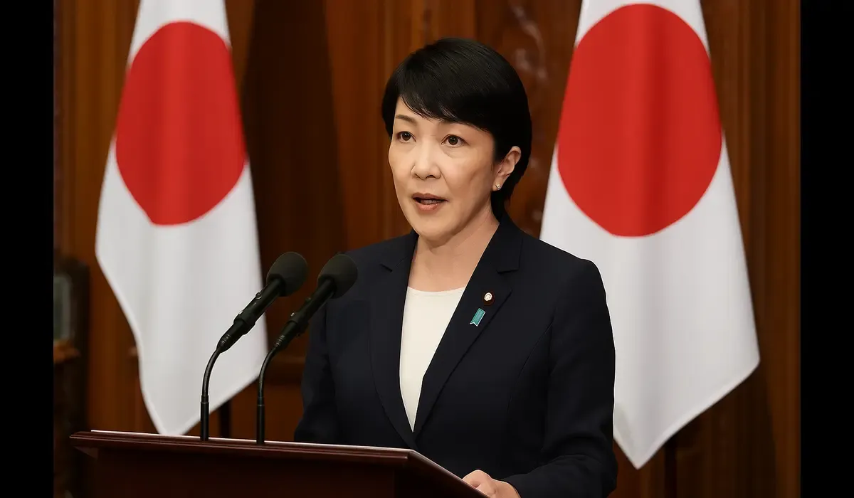 Japan women in politics Sanae Takaichi leadership press event.
