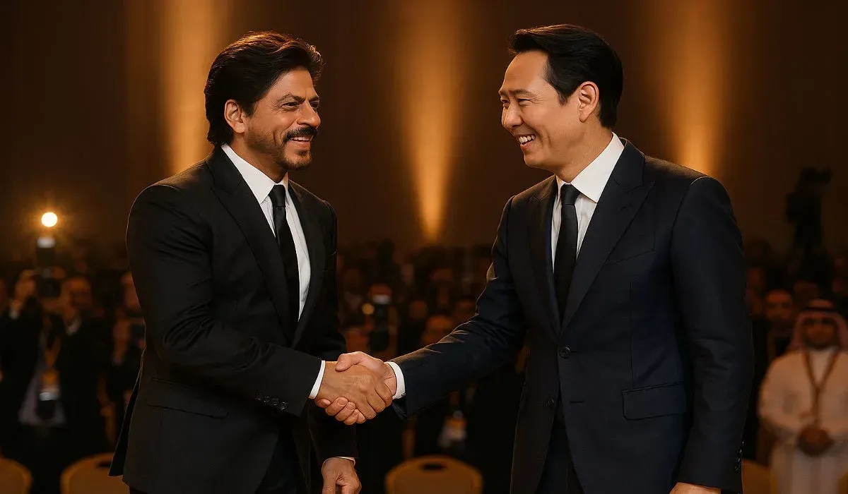 Shah Rukh Khan and Lee Jung Jae meeting at international event