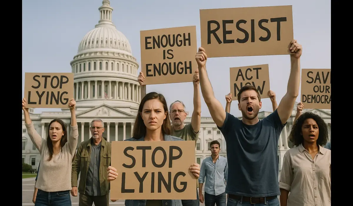 Americans protesting political leadership outside U.S. Capitol