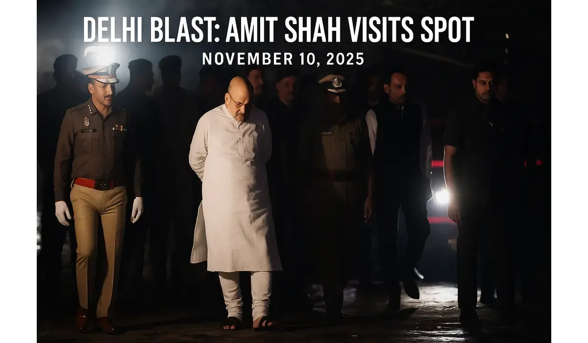 Emergency responders examine the Delhi blast site with damaged vehicles and debris, as the investigation continues under high