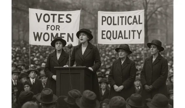The Role of Women in Politics: A Historical Perspective – early women leaders addressing a political rally