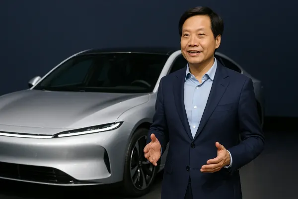 Xiaomi electric car launch, Xiaomi founder Lei Jun with EV, new Xiaomi electric vehicle 2025.