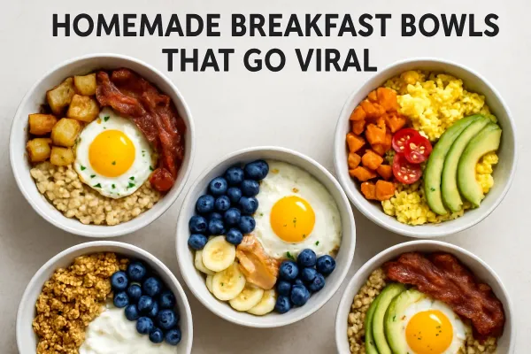 Vibrant homemade breakfast bowl that goes viral with a breakfast bowl recipe with potatoes and eggs, featuring avocado and sp