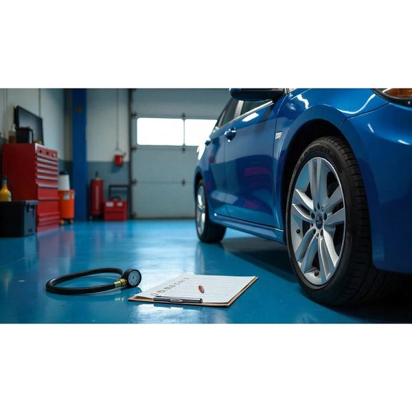 Mechanic using The Ultimate Car Maintenance Checklist with a monthly car maintenance checklist guide in a garage.