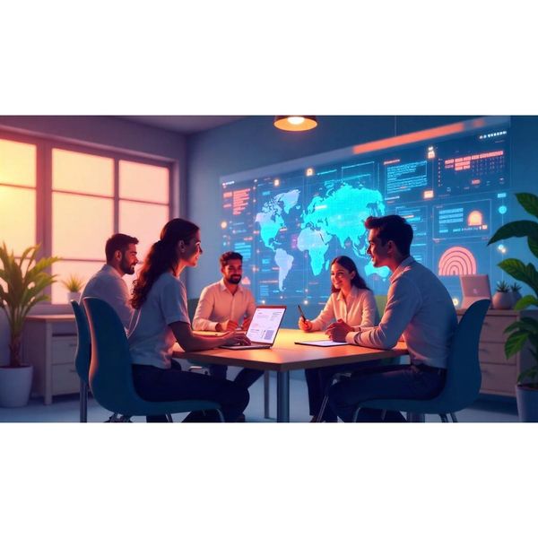 Indian professionals using generative AI tools in a modern office, showcasing India’s leadership in global AI adoption.