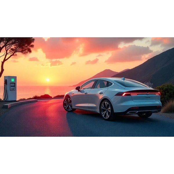 Top 10 fuel-efficient cars parked on a coastal road, showcasing the most fuel-efficient cars ever made.