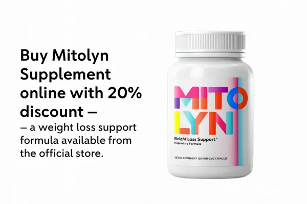 Mitolyn supplement bottle with 20% discount offer for weight loss support