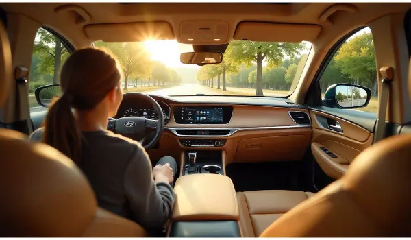 Hyundai Palisade interior 2025 design with premium leather and digital display.