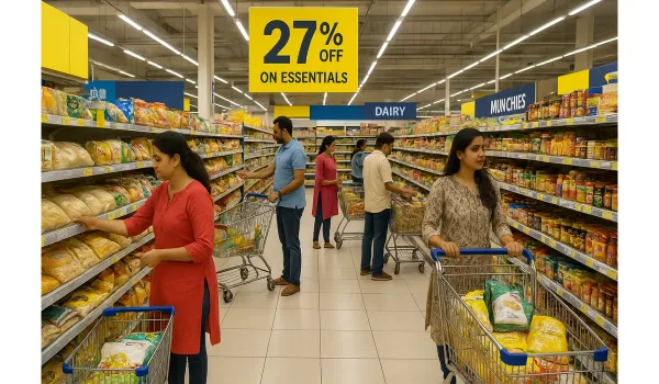 New GST rates on food items in Indian supermarket