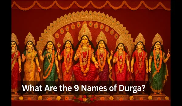Nine goddess idols of Navadurga decorated during Navratri