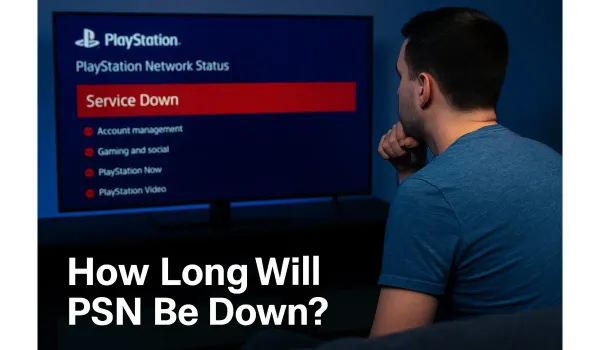 Gamer checking PlayStation Network status during outage