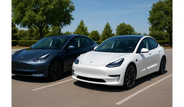 Tesla Model 3 long range vs performance side view