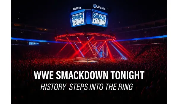 Allstate Arena packed with excited WWE SmackDown Tonight overlay