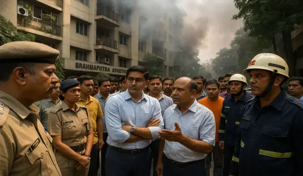 Brahmaputra Apartments blaze BD Marg firefighters at Rajya Sabha MPs residence