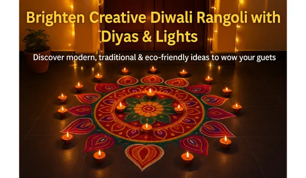 Creative Diwali rangoli designs with diyas and lights 2025.