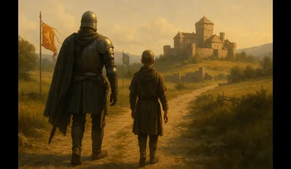 A Knight of the 7 Kingdoms adaptation from Dunk & Egg novellas hero image with Ser Duncan and Egg traveling Westeros.