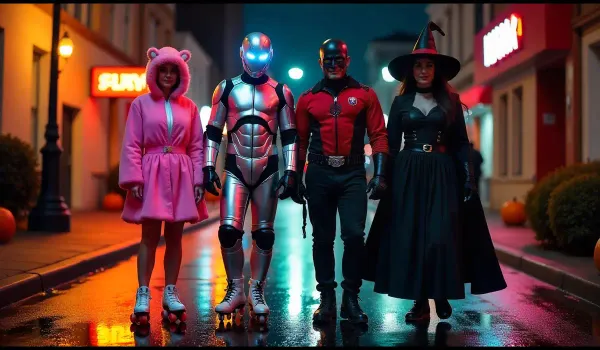 Top Trending Halloween Costumes 2025 in the USA including Barbie, AI avatars, witches, superheroes.