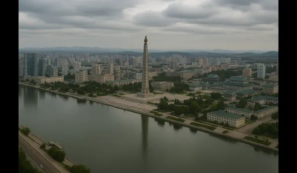 Pyongyang skyline illustrating how to visit North Korea legally.