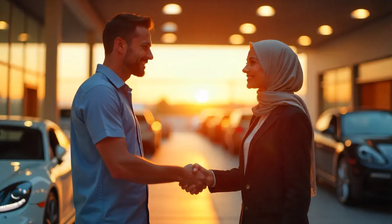 Buyer negotiating price of a cheap car with dealer