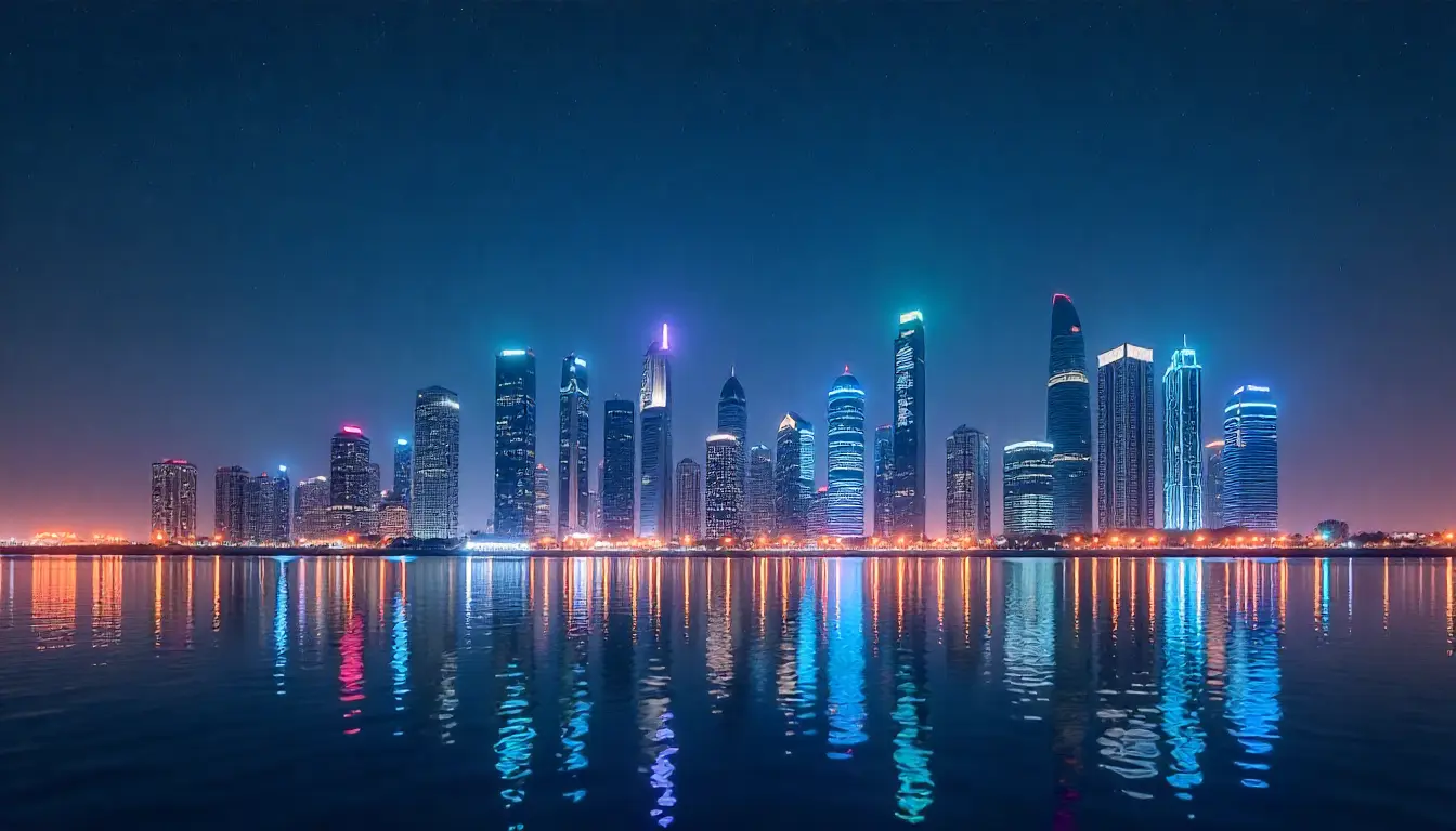 Doha skyline with digital news icons representing Qatar’s latest updates