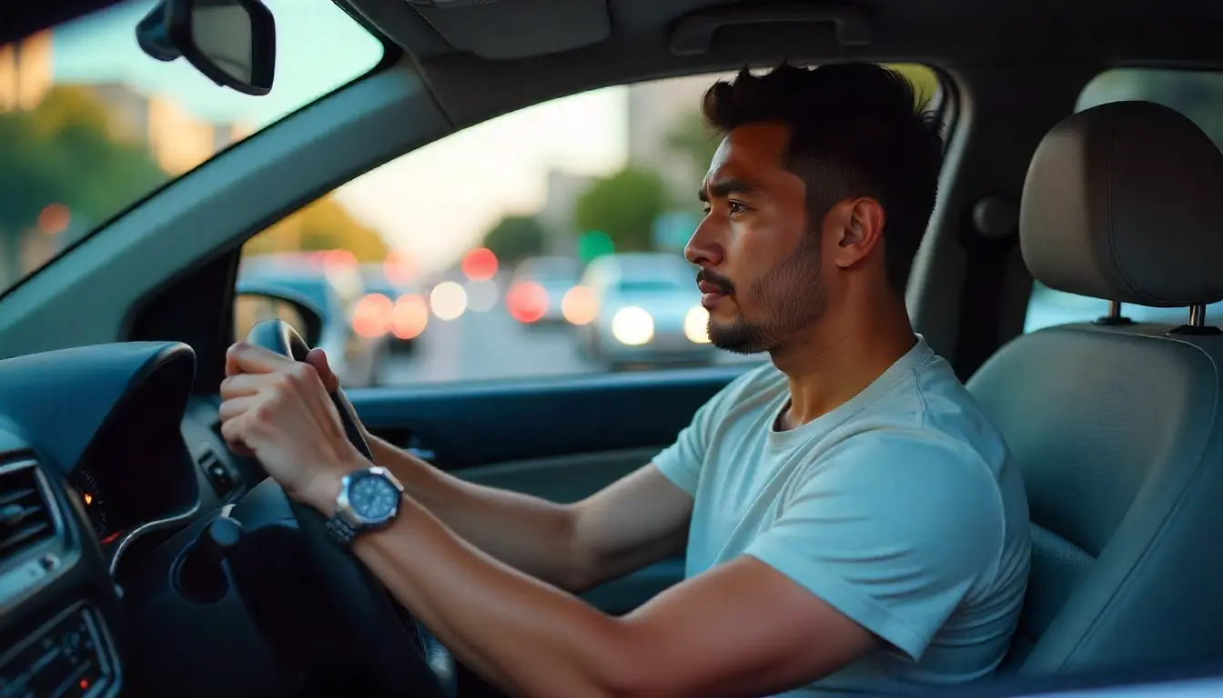 UAE driver checking car dashboard fuel meter after July 2025 petrol price change