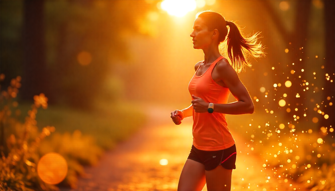 A hyper-realistic close-up of a Mitolyn capsule split open, spilling glowing golden powder on a soft blue background with subtle mitochondria illustrations.