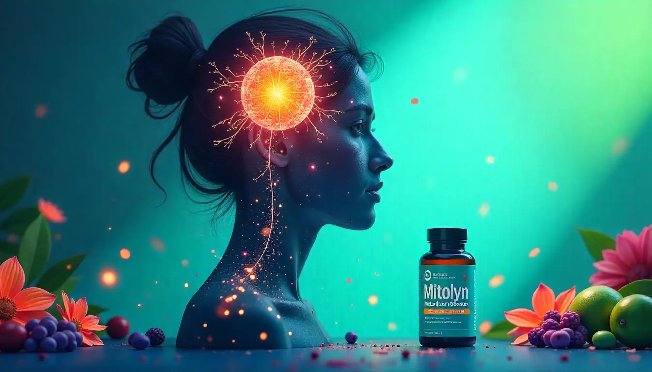 Illustration of Mitolyn Boosting Mitochondrial Energy with Plant-Based Ingredients