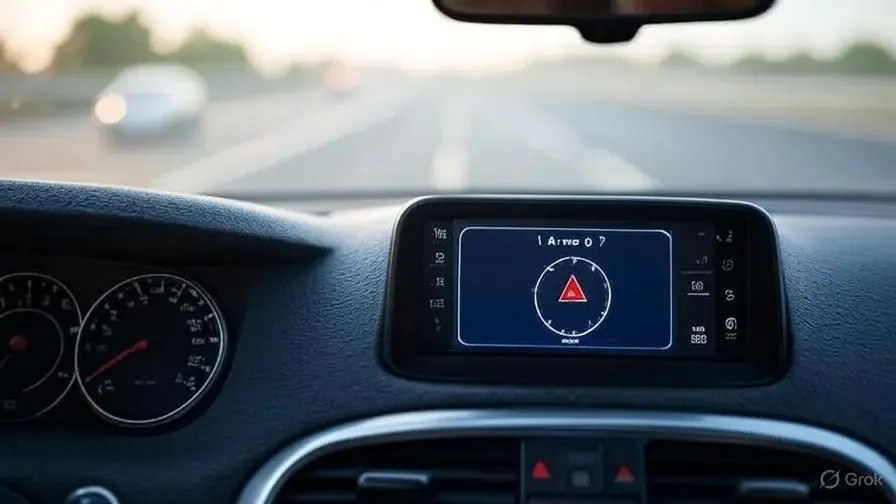Lane departure warning alert on car dashboard display