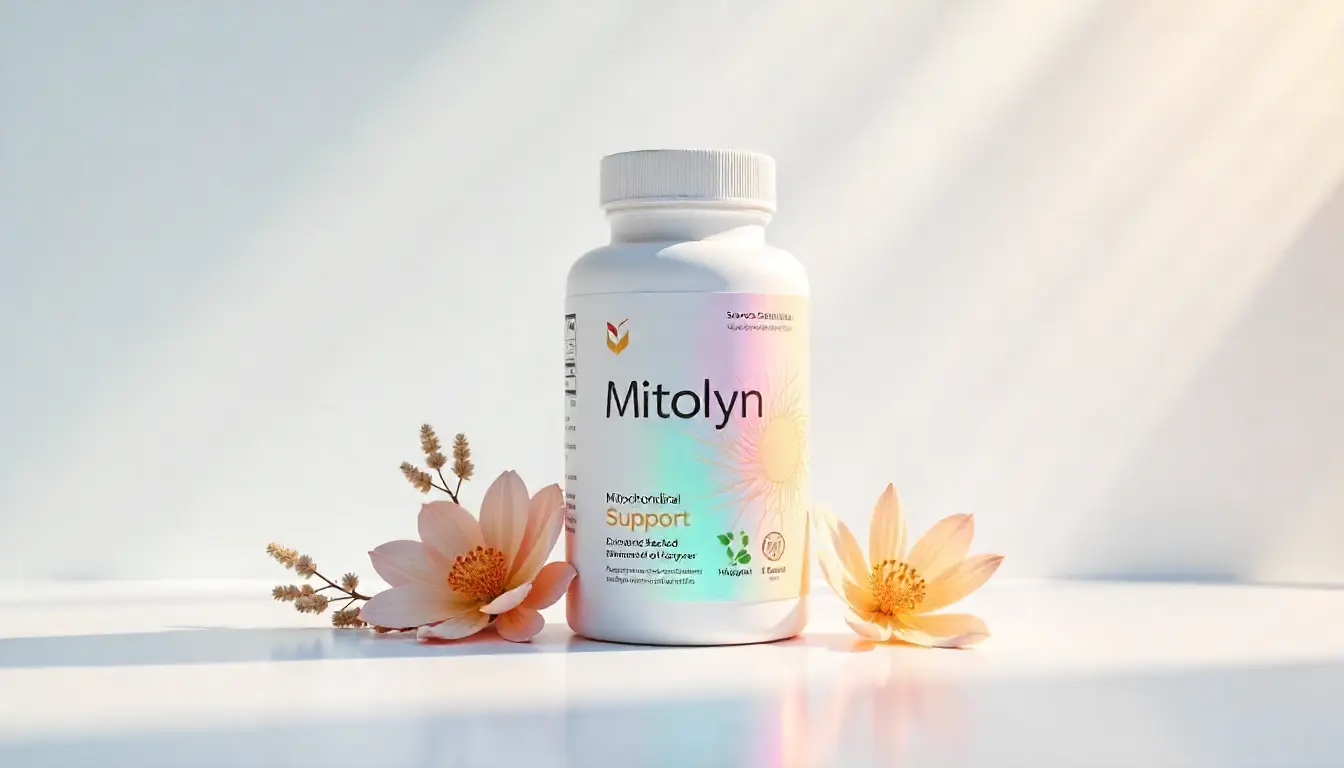 Minimalist Mitolyn Bottle with Icons of Health Benefits