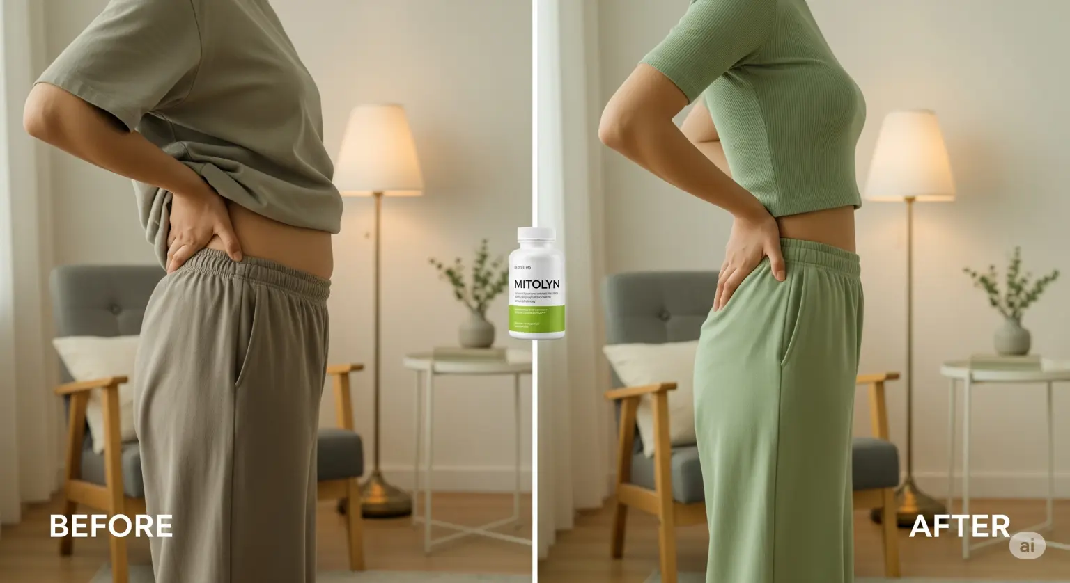 Before and after photos proving Mitolyn really work for belly fat reduction