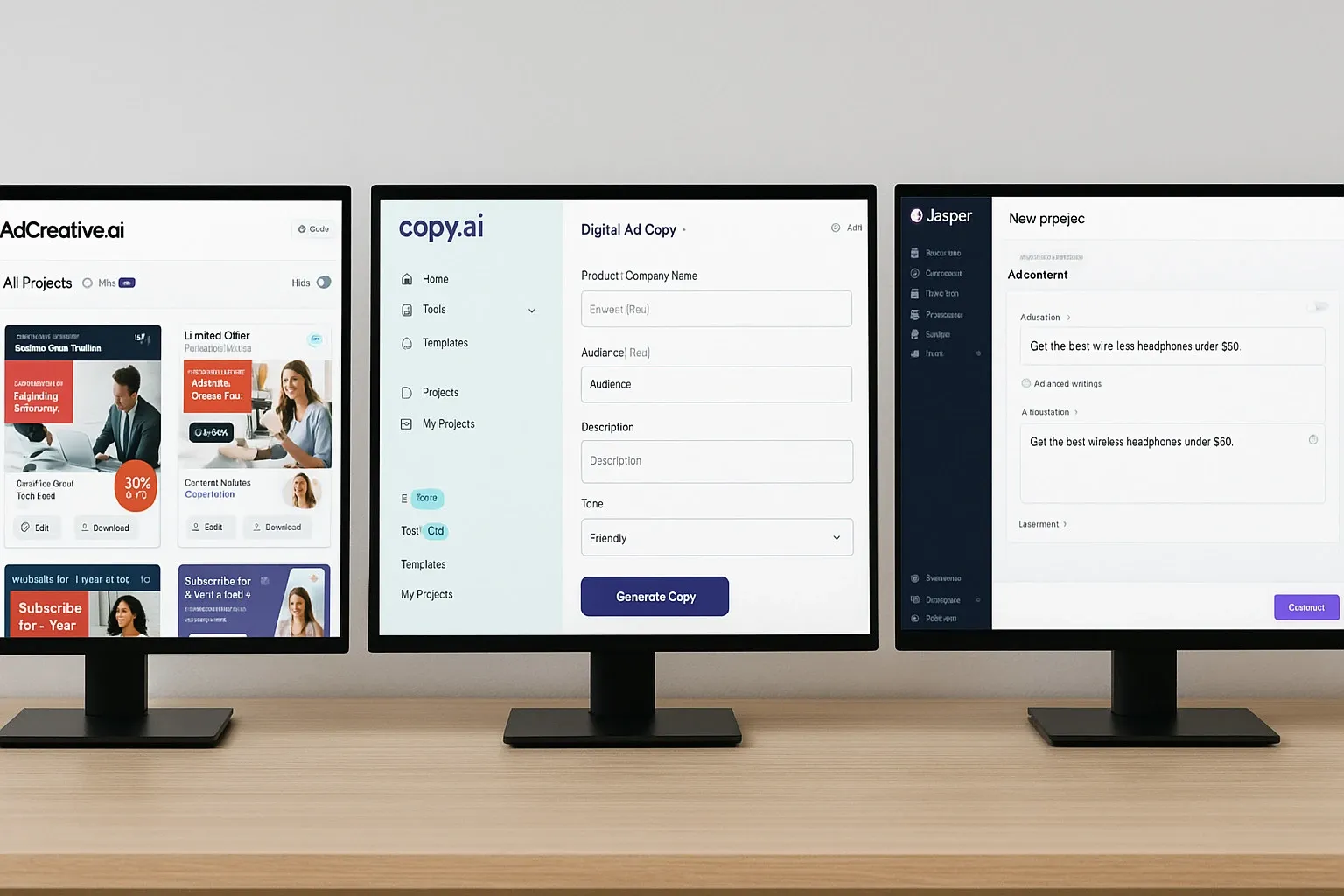 Comparison of popular AI ad generation tools.