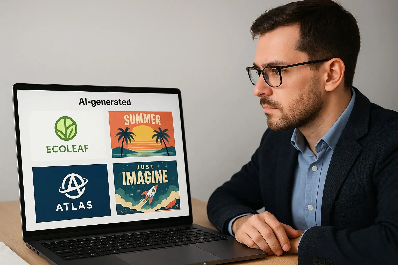 Designer reviewing AI design outputs