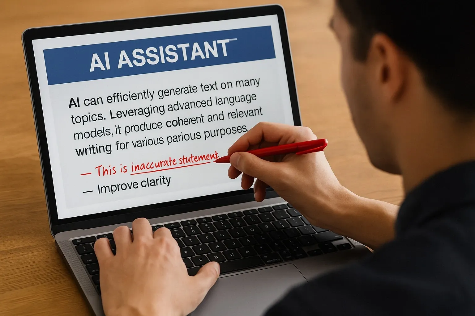 Person checking AI writing tool output