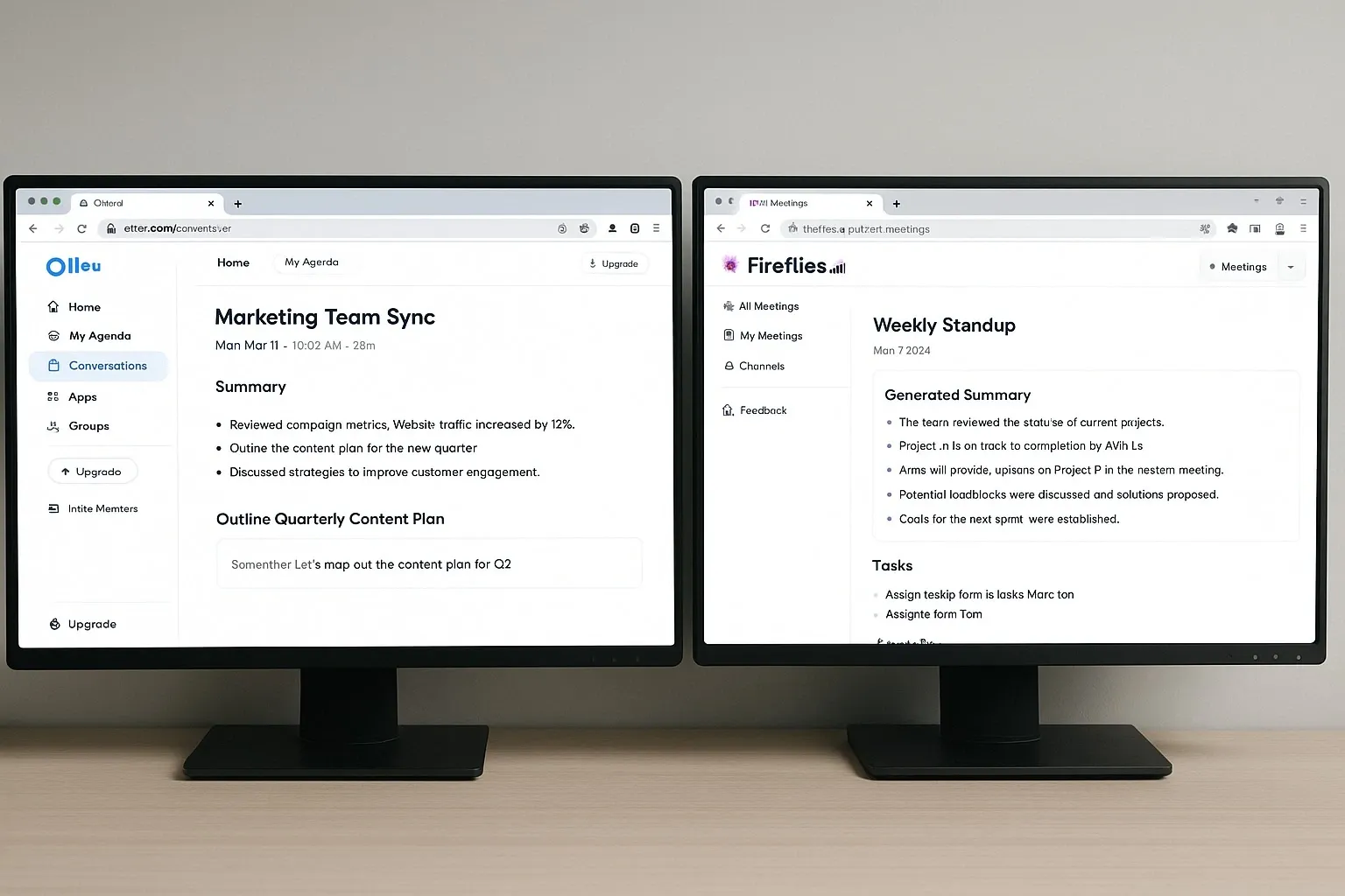 AI meeting note tools generating live summaries.