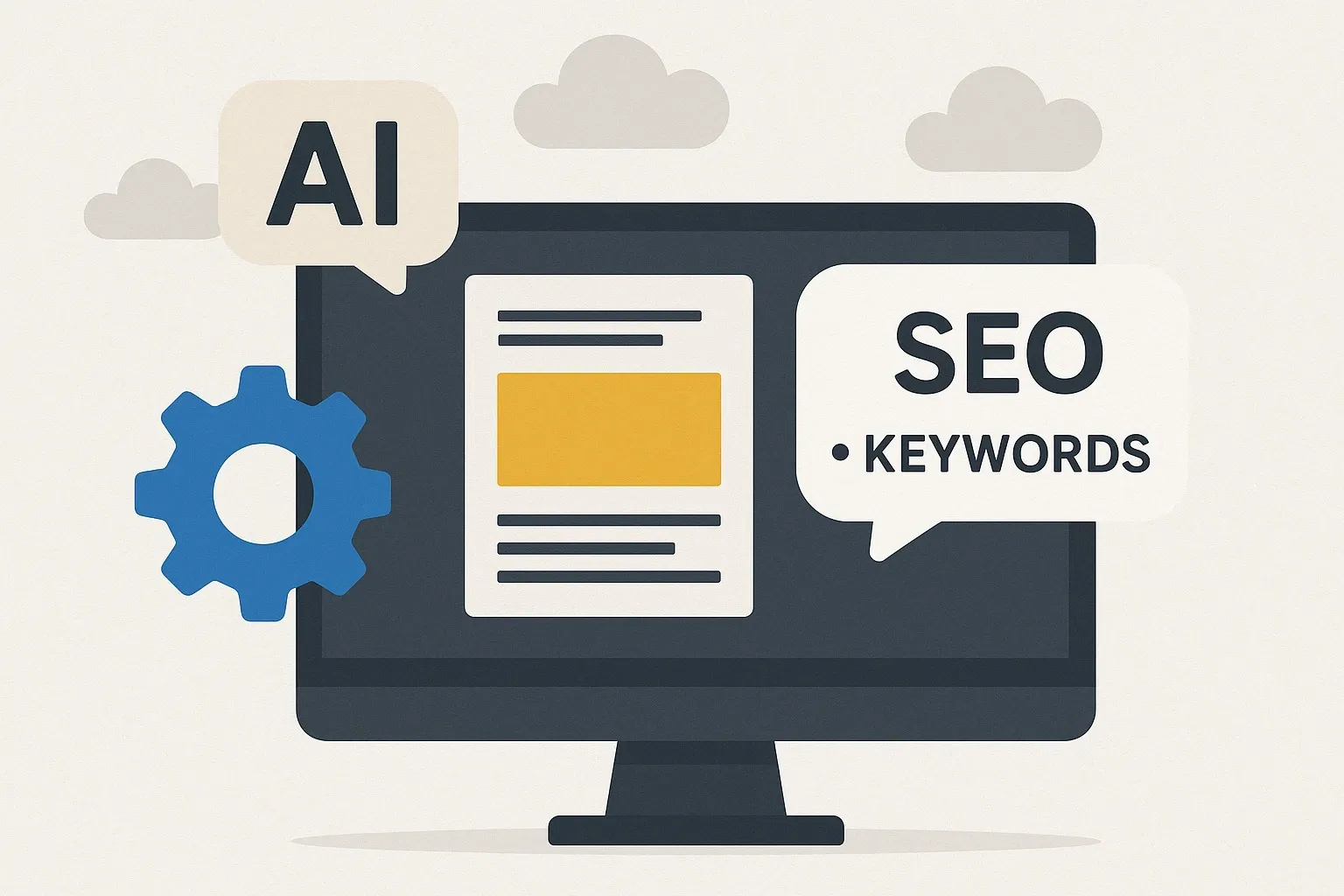 AI content workflow connected with SEO keywords.