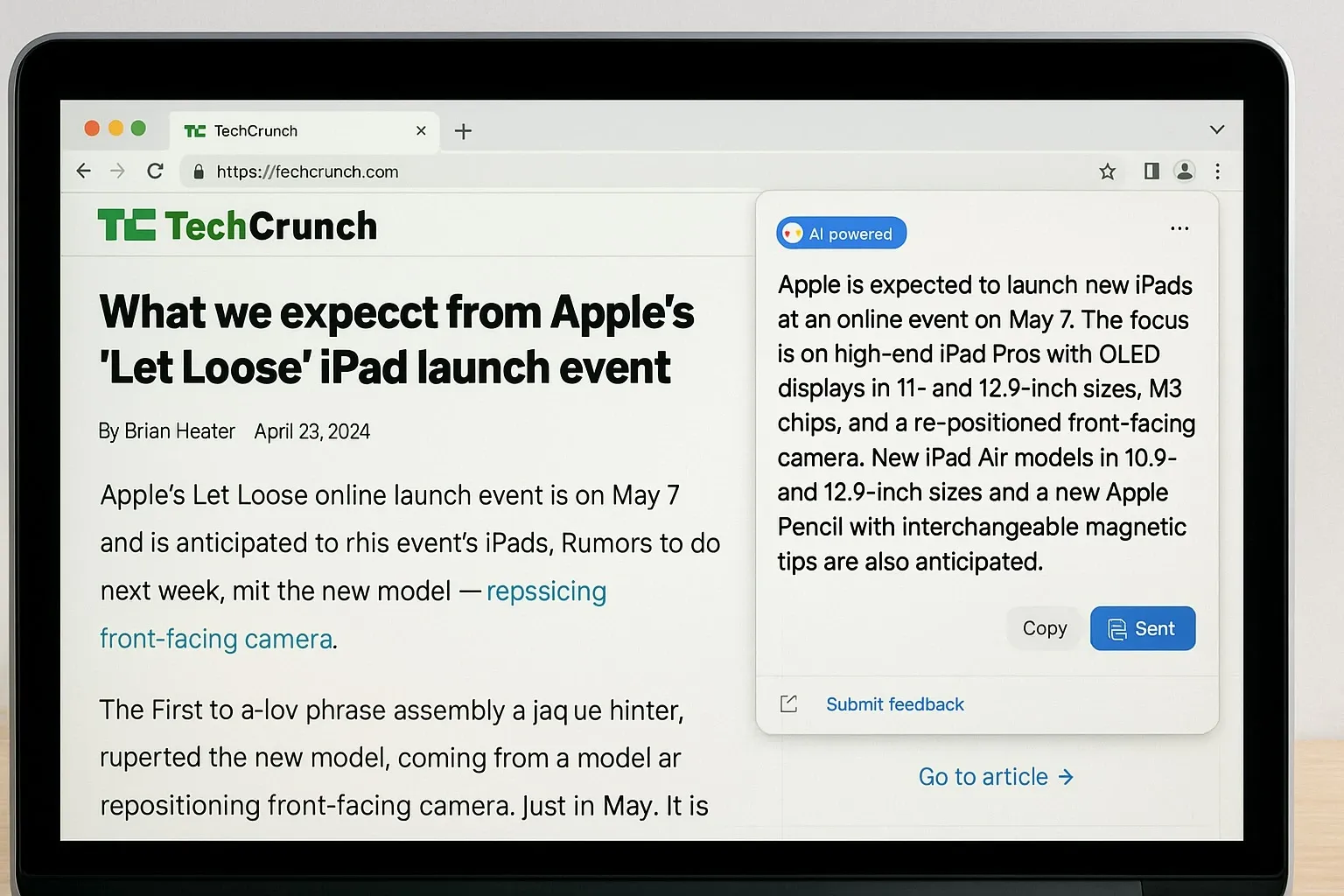 Chrome AI article summarizer