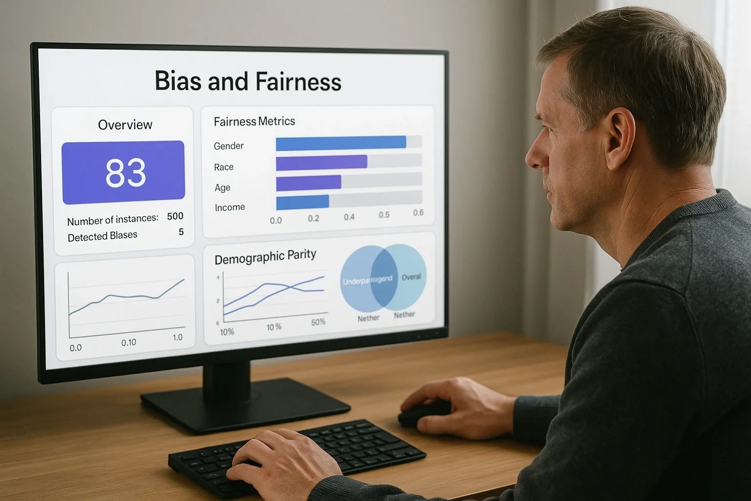 Professional using AI content audit tool