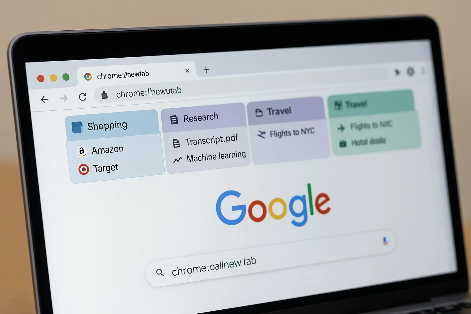 Chrome AI tab organizer feature